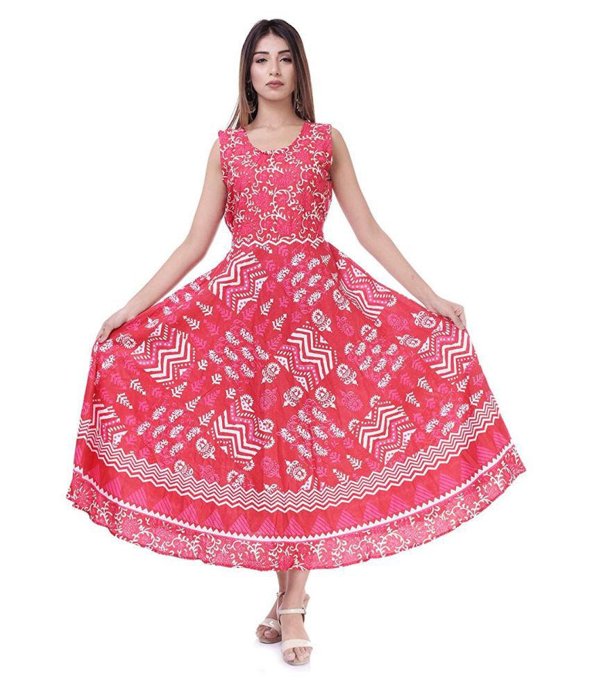     			Rangun Cotton Red Regular Dress
