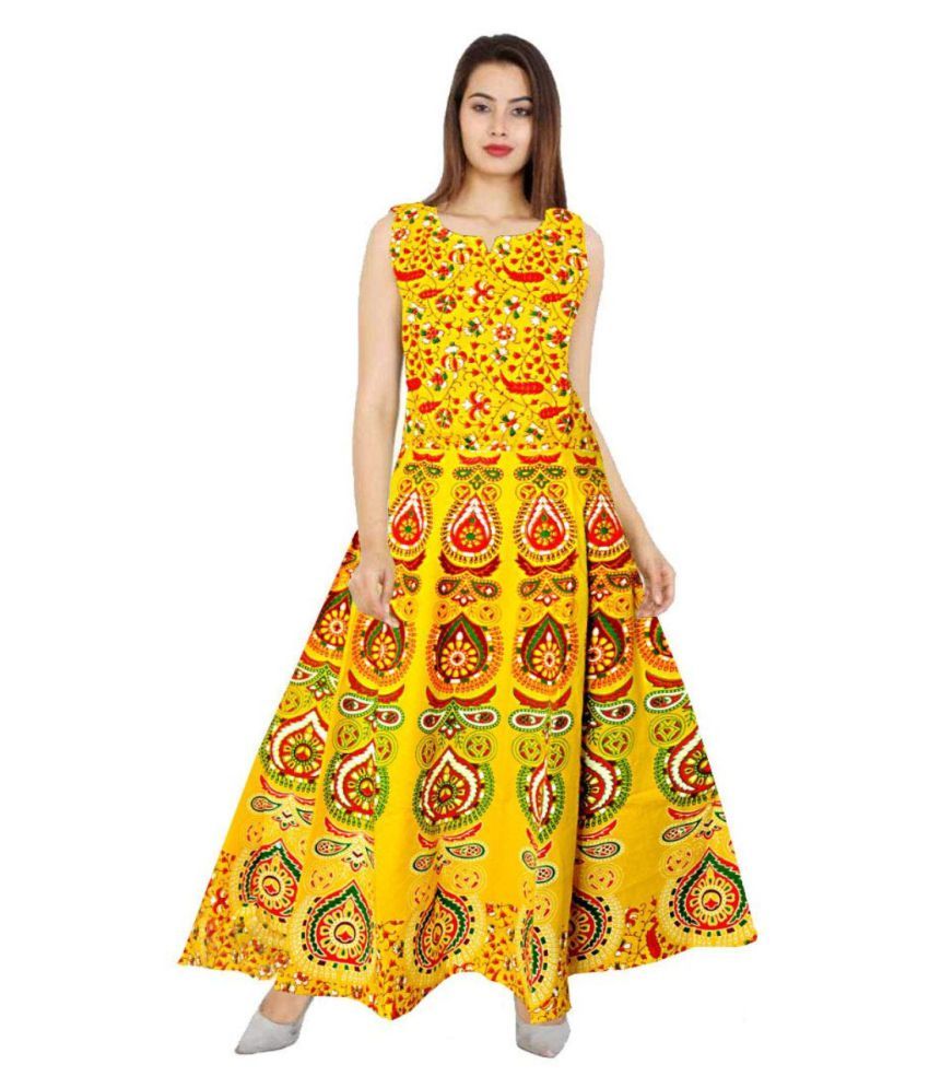     			Rangun Cotton Yellow Regular Dress