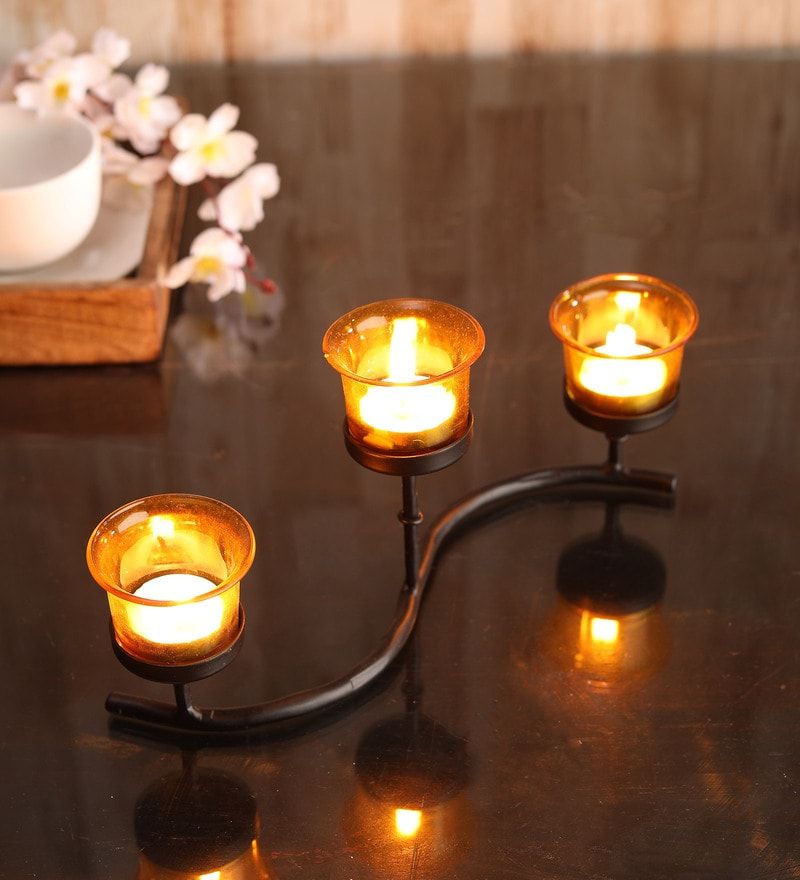     			Hosley Black Table Top Iron Tea Light Holder - Pack of 1