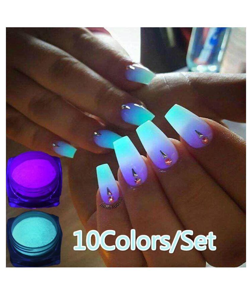 10colors Set Neon Colors Bright Nail Polish Powder Glow In The Dark Dust Luminous Pigment Noctilucent Fluorescent Nail Art Glitter Powder Buy 10colors Set Neon Colors Bright Nail Polish Powder Glow In The Dark