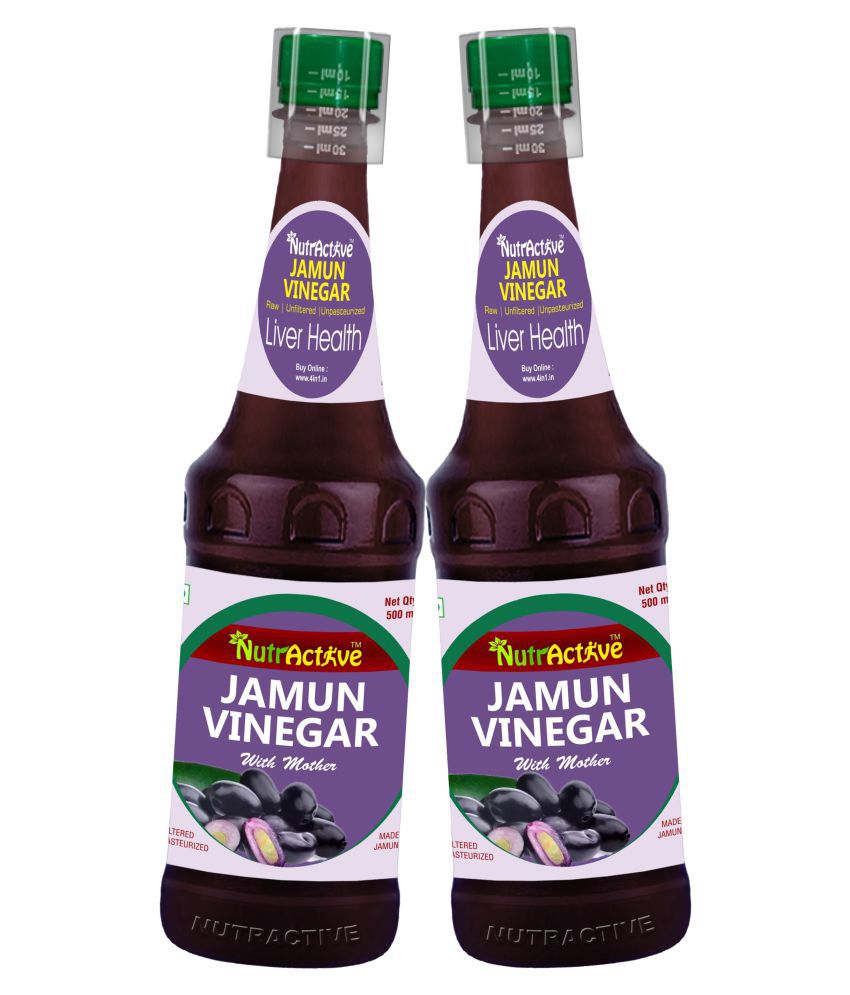 NutrActive Rawmest Jamun Cider Vinegar, Raw, Unfiltered For Sugar management 500 ml Fruit Pack of 2