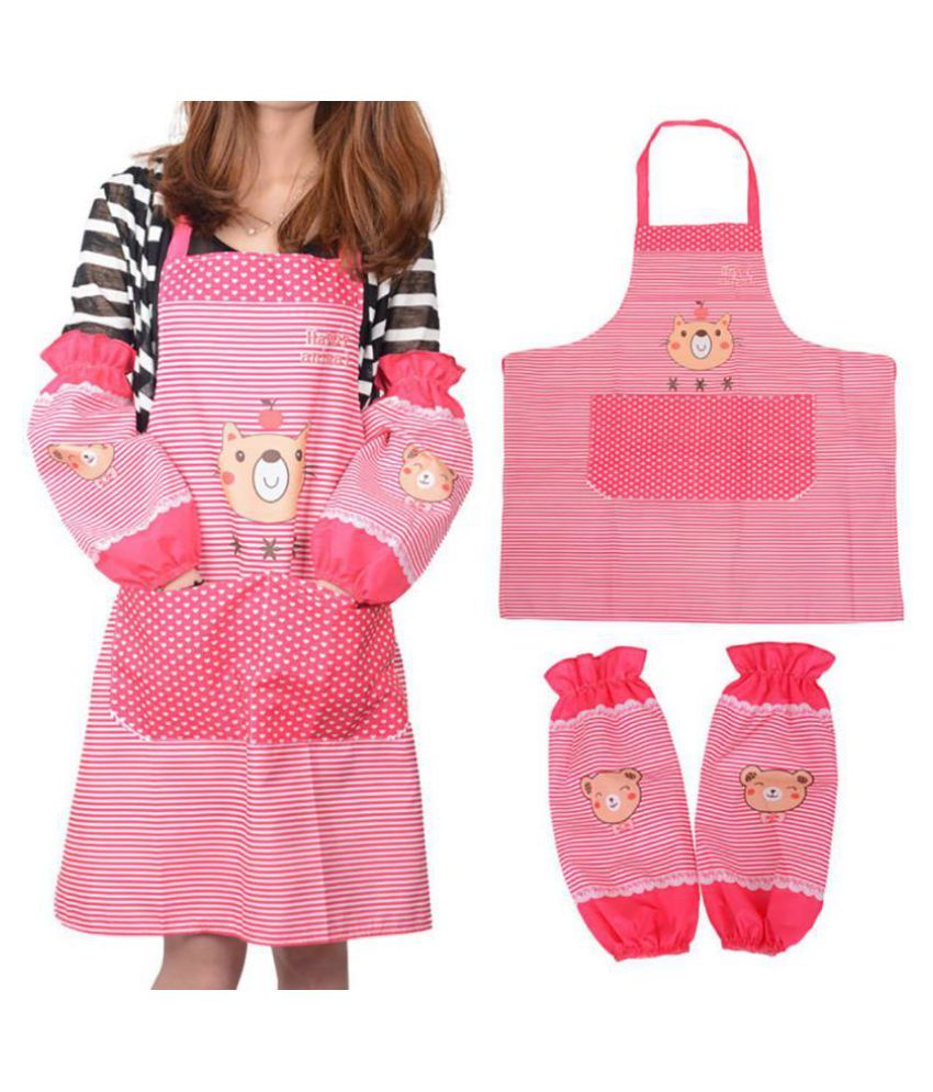 Kitchen Accessories Apron Set Cartoon Bear Long Sleeve Cuffs