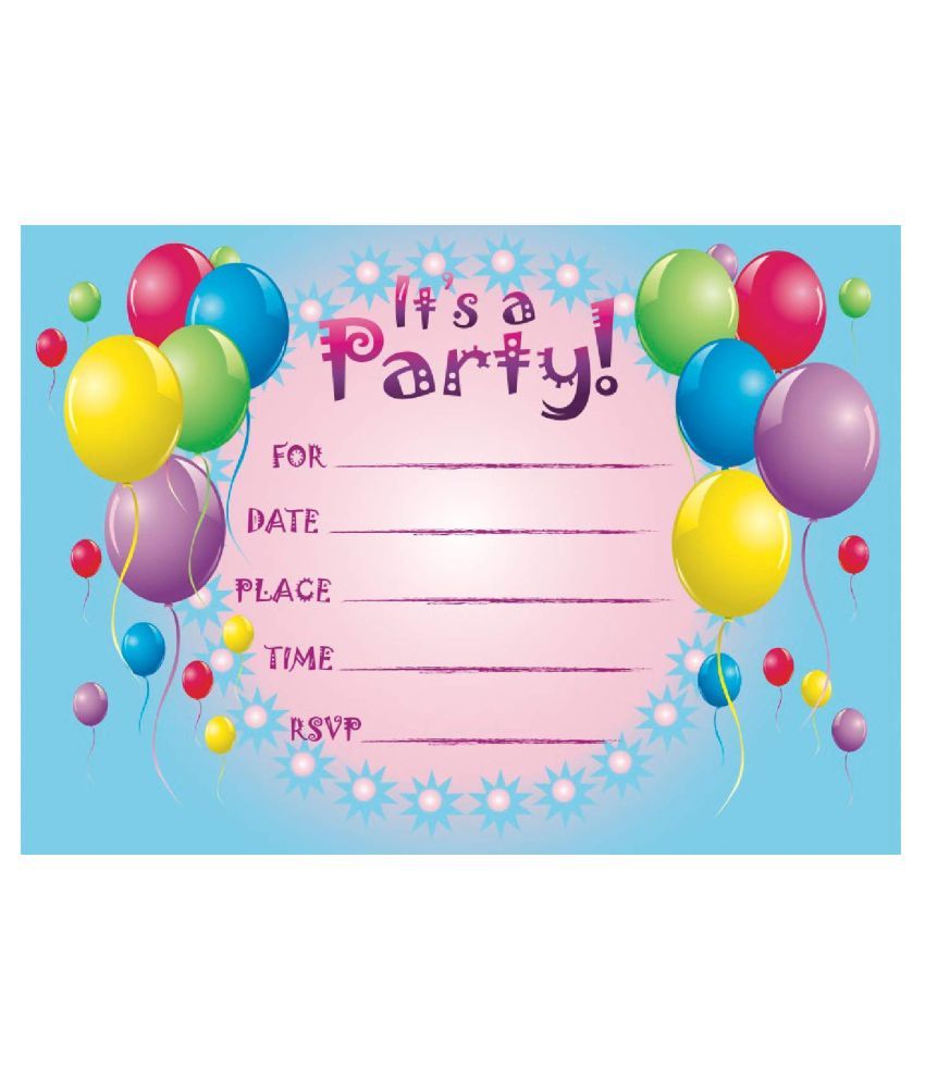 Askprints Birthday Metallic Card Invitations With Envelopes Kids