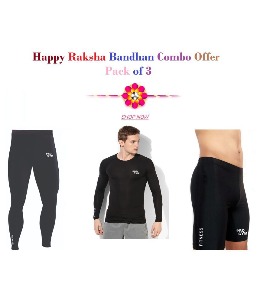     			Pro Gym Pack of 3 Raksha Bandhan Combo Offer  ! Compression T-Shirt, Compression Lower, Compression Short, for Gym, Fitness