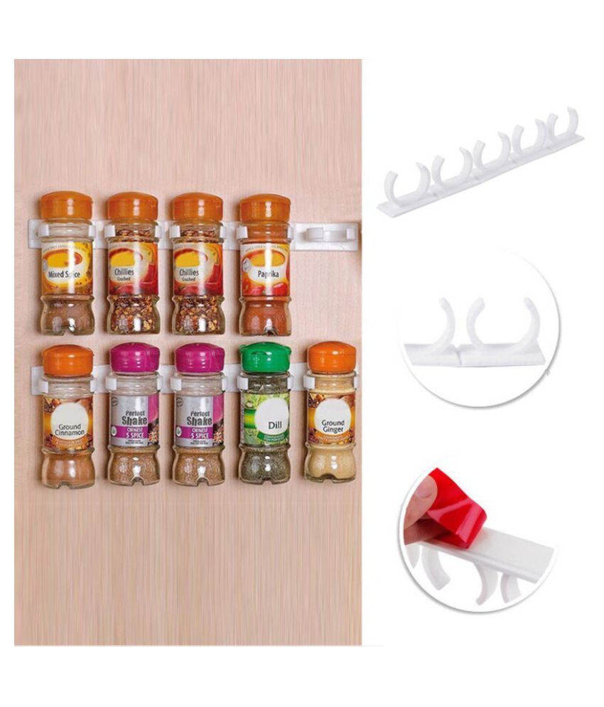 Cabinet Plastic Wall Hooks Seasoning Condiment Bottles Kitchen Storage Holder