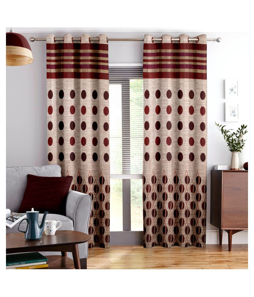 Story Home Set Of 2 Long Door Eyelet Polyester Curtains Brown