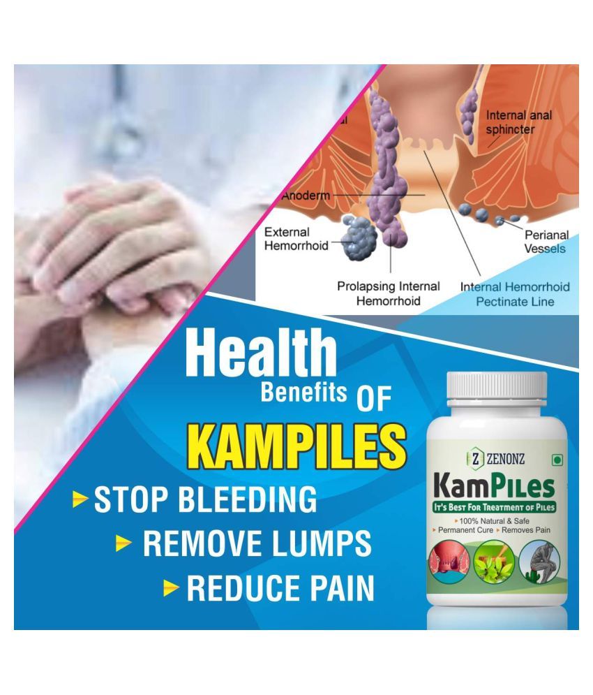 zenonz Kampiles best Treatment of Piles Care Capsule 500 mg Pack of 3