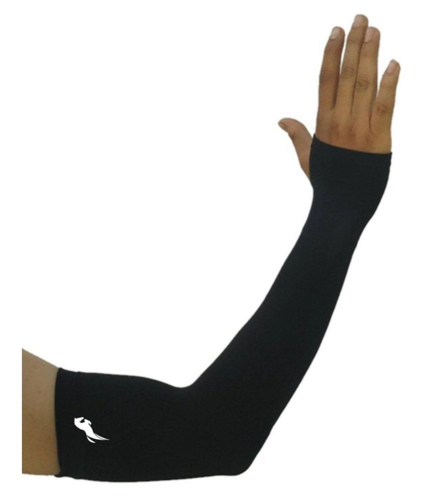     			Just rider Sports UV Protection Compression Fit Cooling Arm Sleeves with Thumb Holes(Black)