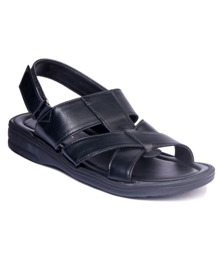 Khadim's Black Synthetic Leather Sandals Price in India- Buy Khadim's Black Synthetic Leather 