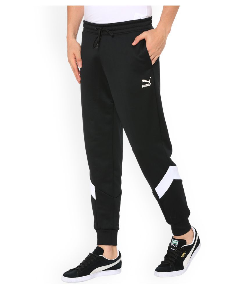 puma black polyester lycra joggers