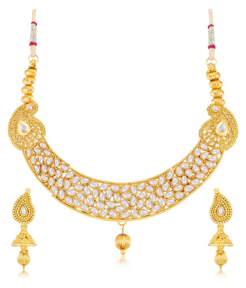 Sukkhi Alloy Golden Traditional 18kt Gold Plated Necklaces Set Buy Sukkhi Alloy Golden 