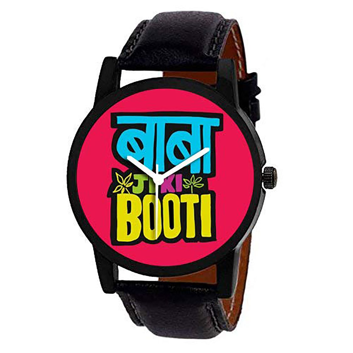 Genz Graphic Baba Ji Ki Booty Pink Dial Analog Watch Wrist Watch