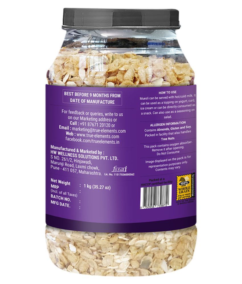 True Elements Seeds and Berries Muesli 1000 gm Pack of 2 Buy True
