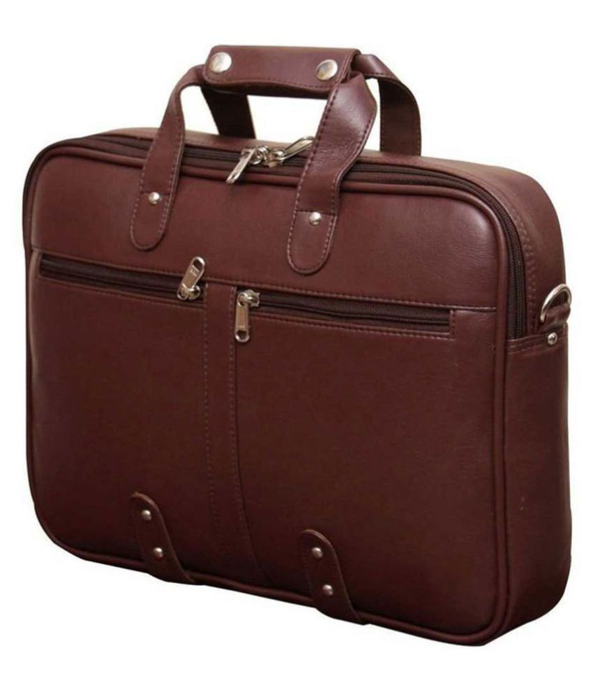 Venue Stylish rown P.U Leather Office Laptop Bag With String 15 Inch ...