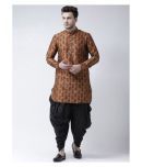 Deyann Brown Silk Blend Kurta Pyjama Set