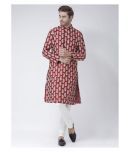 Deyann Red Silk Blend Kurta Pyjama Set