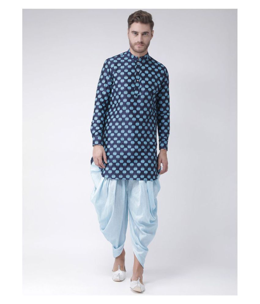     			Deyann Blue Silk Blend Kurta Pyjama Set