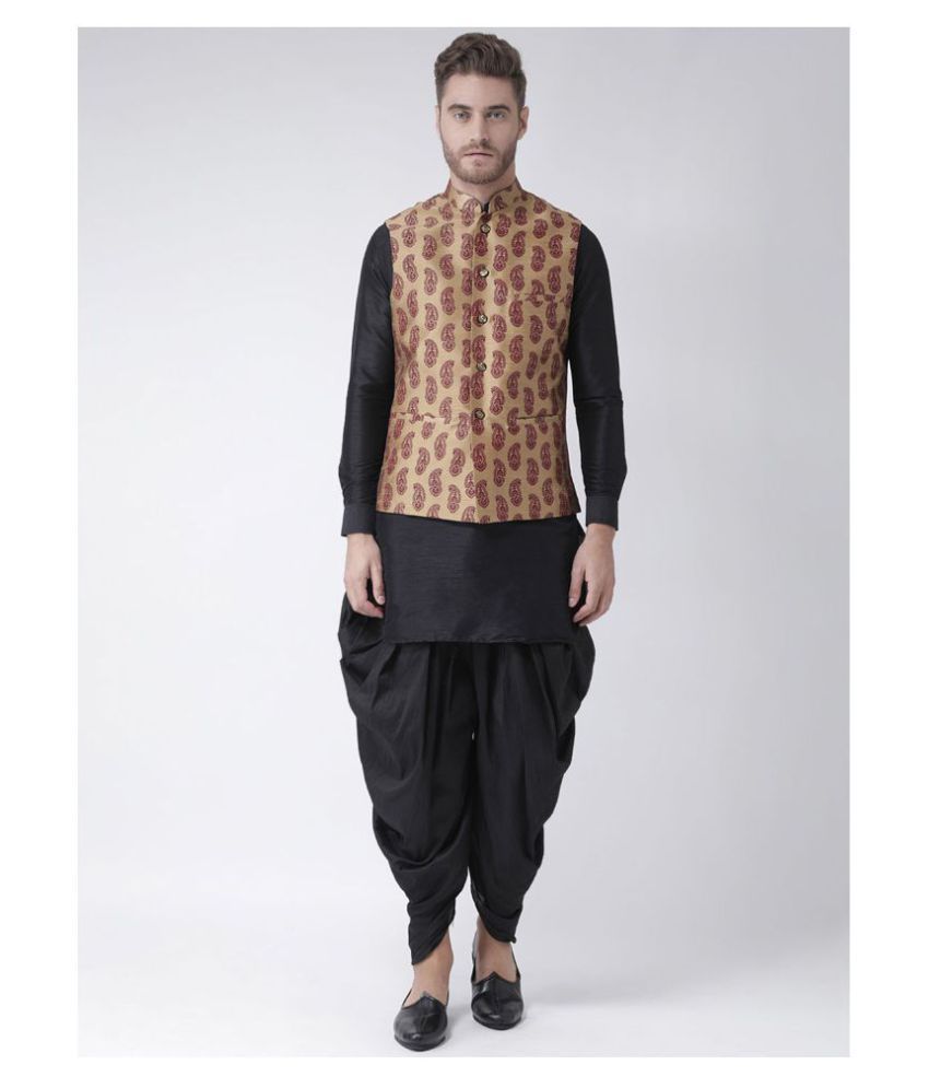     			Deyann Brown Silk Kurta Pyjama Set