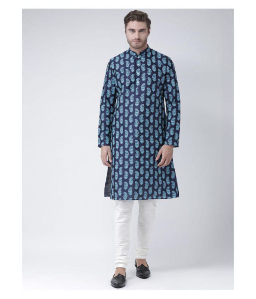     			Deyann Navy Silk Blend Kurta Pyjama Set