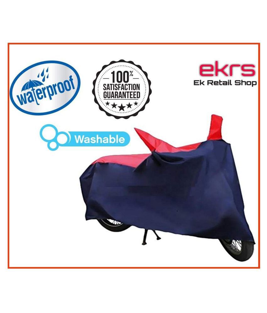 Ek Retail Shop Navy/Red Matty Waterproof Bike Body Cover for Hero HF Deluxe Self Alloy