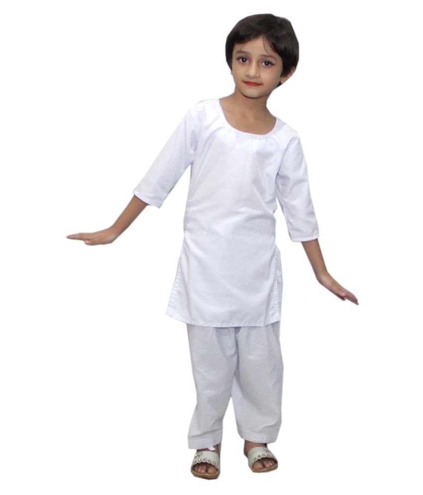     			Kaku Fancy Dresses Indian State Traditional Wear White Salwar Kameez Costume -White, 5-6 Years, for Girls