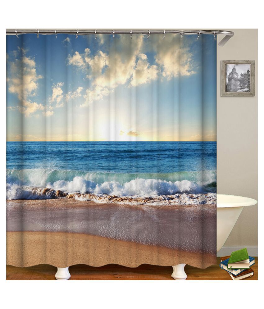 Shower Curtain Seaside Scenery Printed, Beach Scene Shower Curtains Bath Accessories