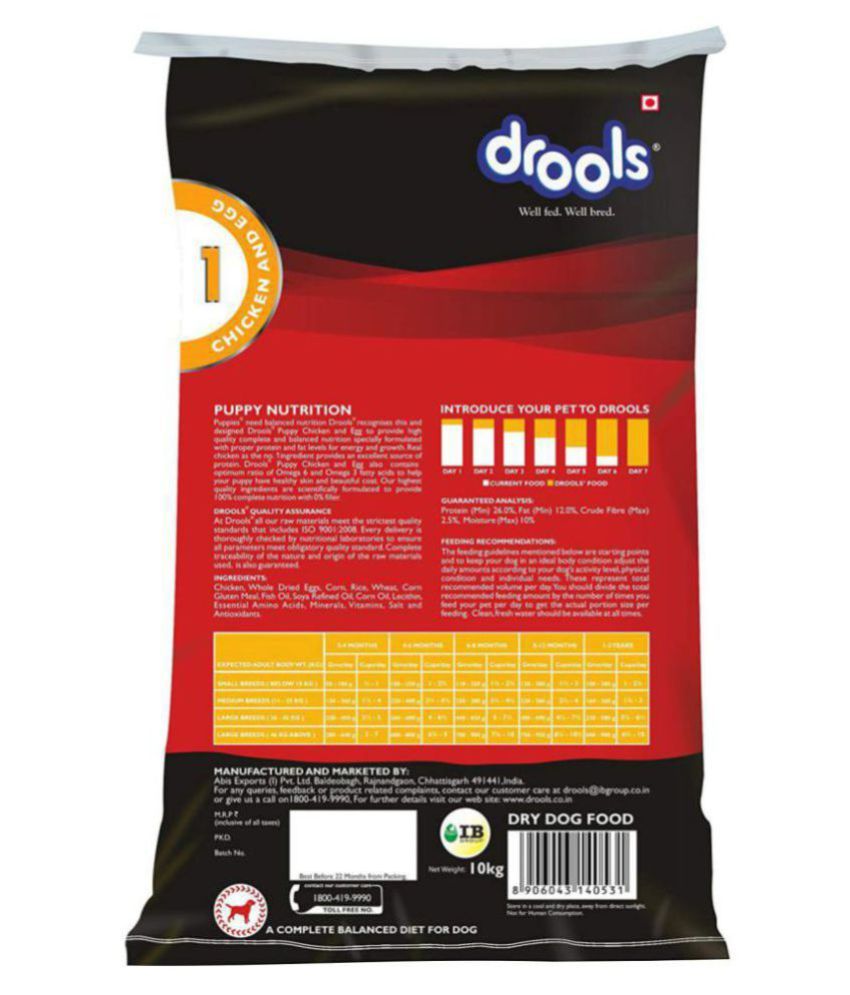 Drools Chicken And Egg Puppy Dog Food 10 kg: Buy Drools Chicken And Egg