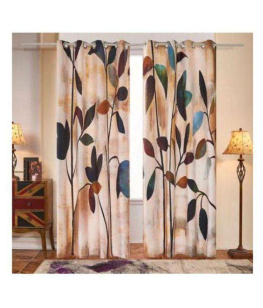     			indiancraft Set of 2 Window Semi-Transparent Eyelet Polyester Curtains Multi Color