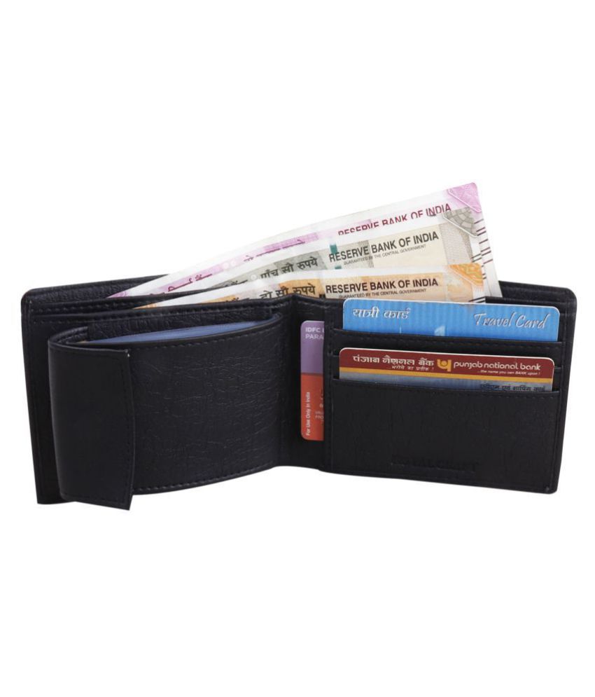     			Royal Craft PU Black Casual Short Wallet