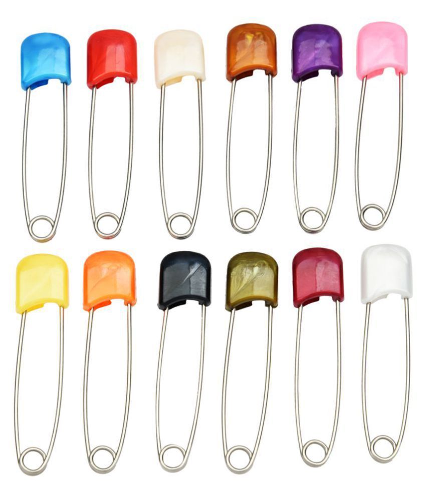 AccessHer Multi Color Brass Pack of 12 safety pins Buy AccessHer Multi
