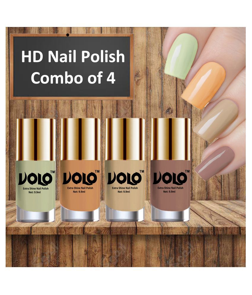 VOLO HD Colors High Shine Nail Polish Mint,Nude,Nude, Nude 