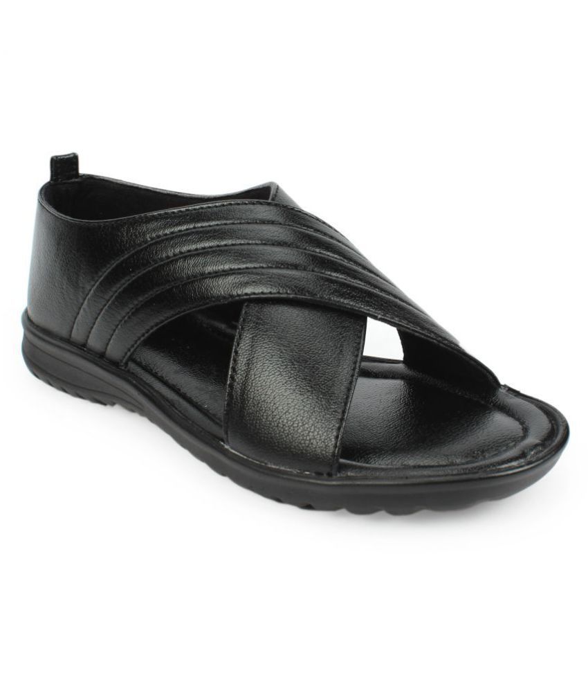 indlyf Black Synthetic Leather Sandals - Buy indlyf Black Synthetic ...
