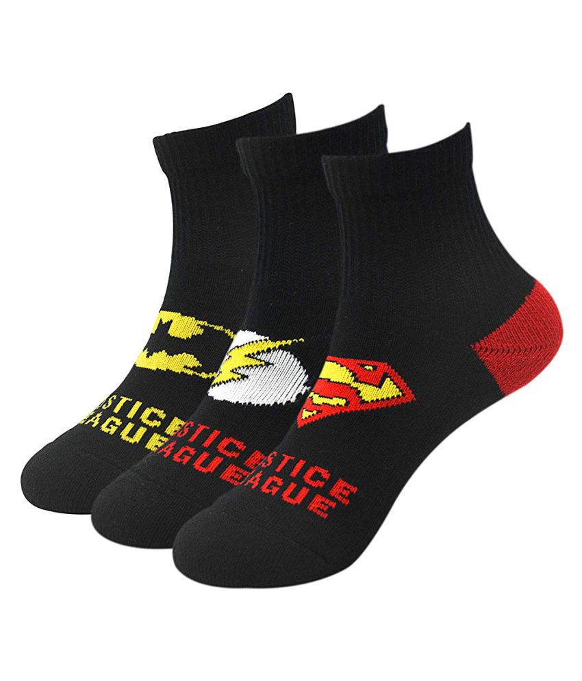     			Justice League - Cotton Men's Printed Black Ankle Length Socks ( Pack of 3 )