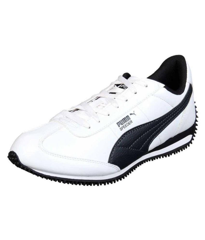 puma velocity idp white & black running shoes