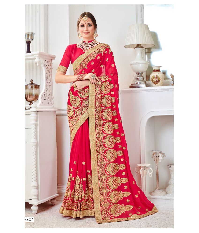 red chiffon sarees online
