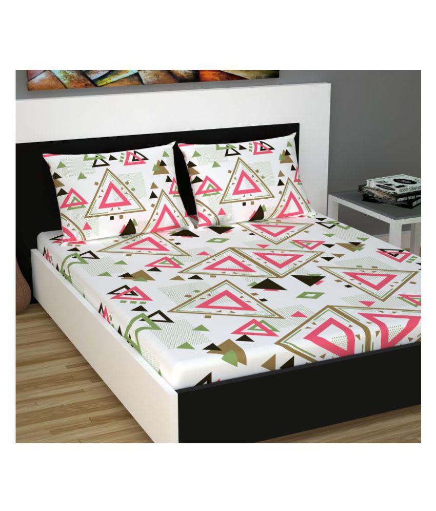     			DIVINE CASA - Pink Cotton Double Bedsheet with 2 Pillow Covers