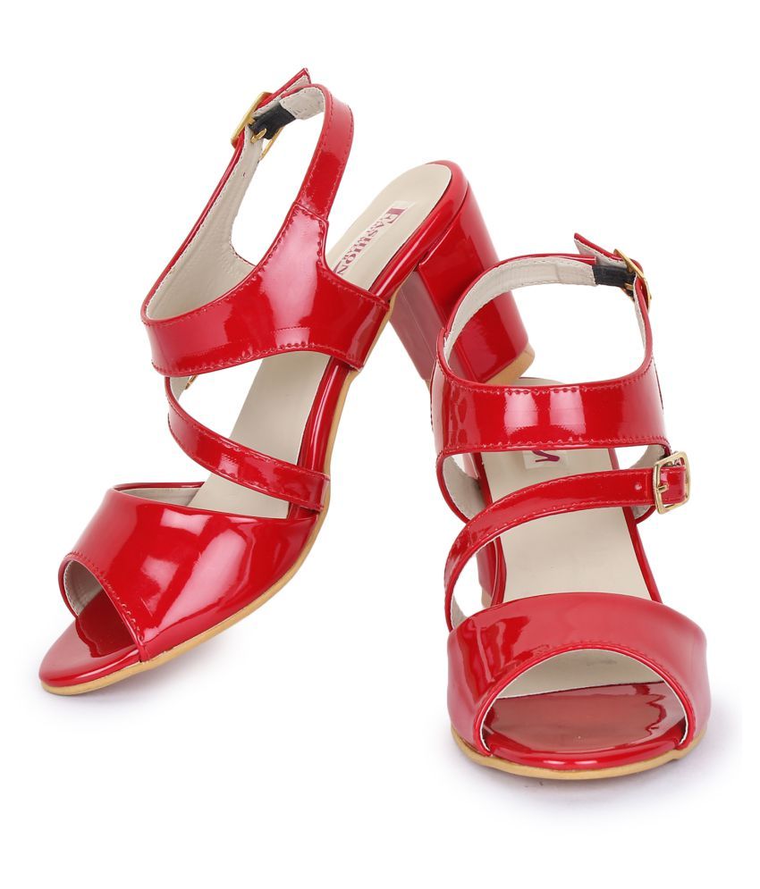 red low block heel shoes
