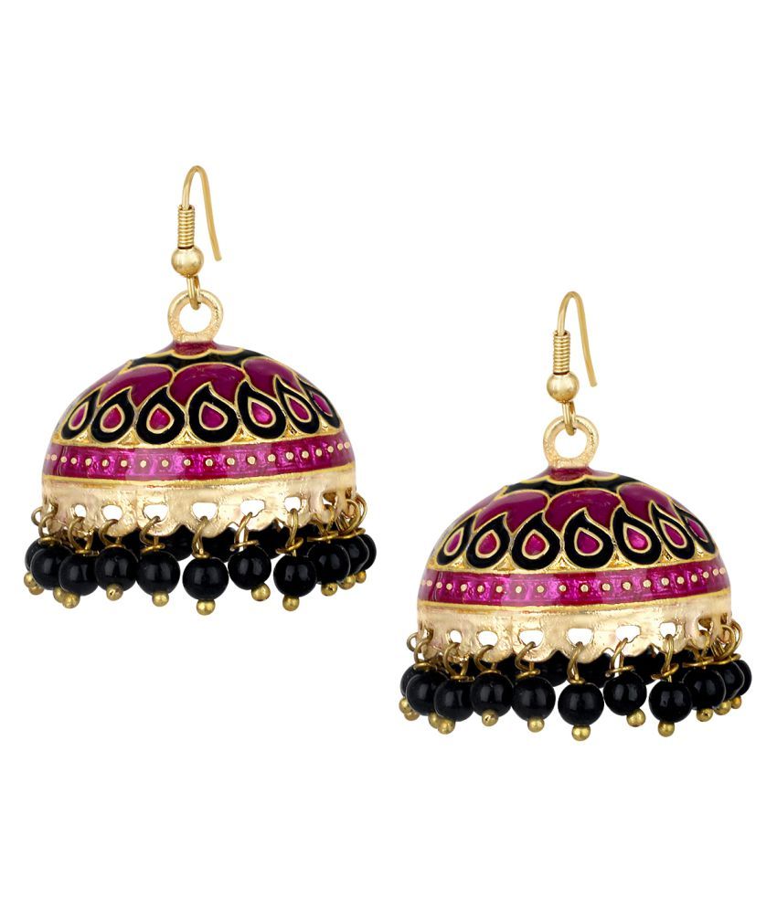     			Spargz - Black Jhumki Earrings ( Pack of 1 )