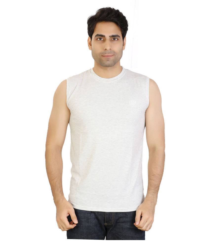     			Awack Cotton Blend White Solids T-Shirt