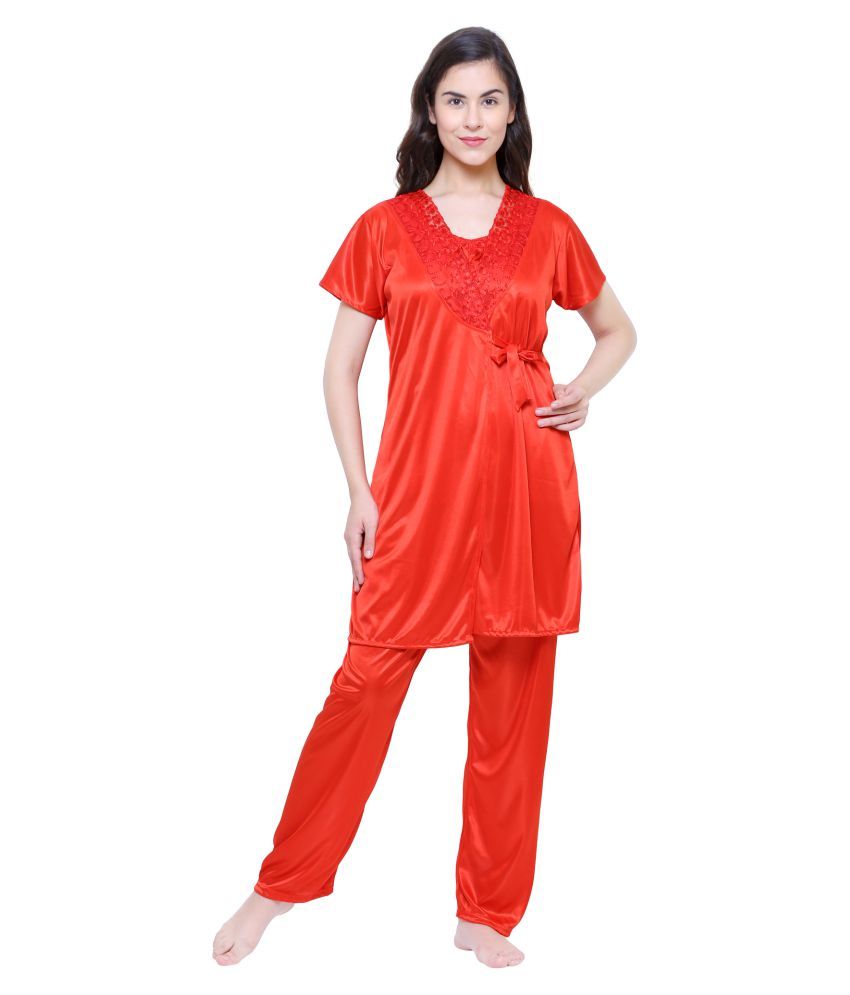 Vindhwashni Satin Night Dress Red