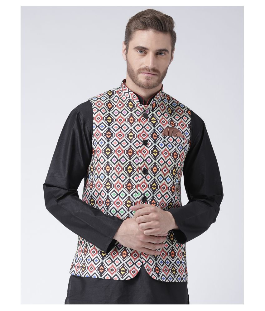     			Hangup Multi Cotton Blend Nehru Jacket