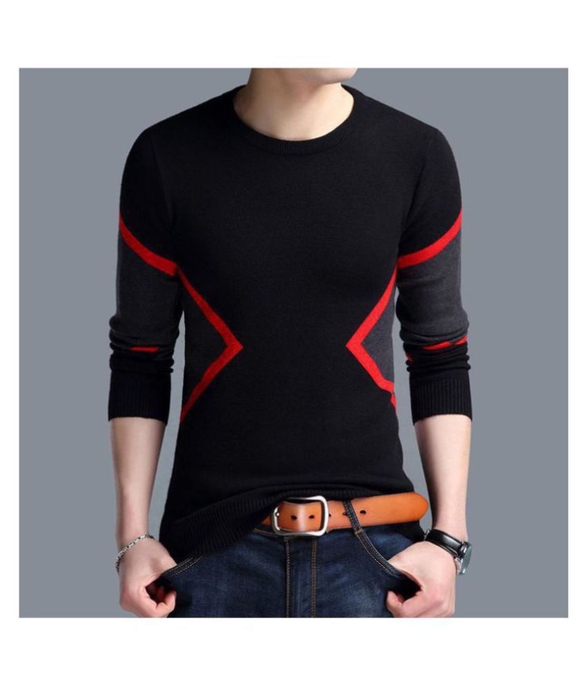 Try This 100 Percent Cotton Black Color Block T-Shirt ...