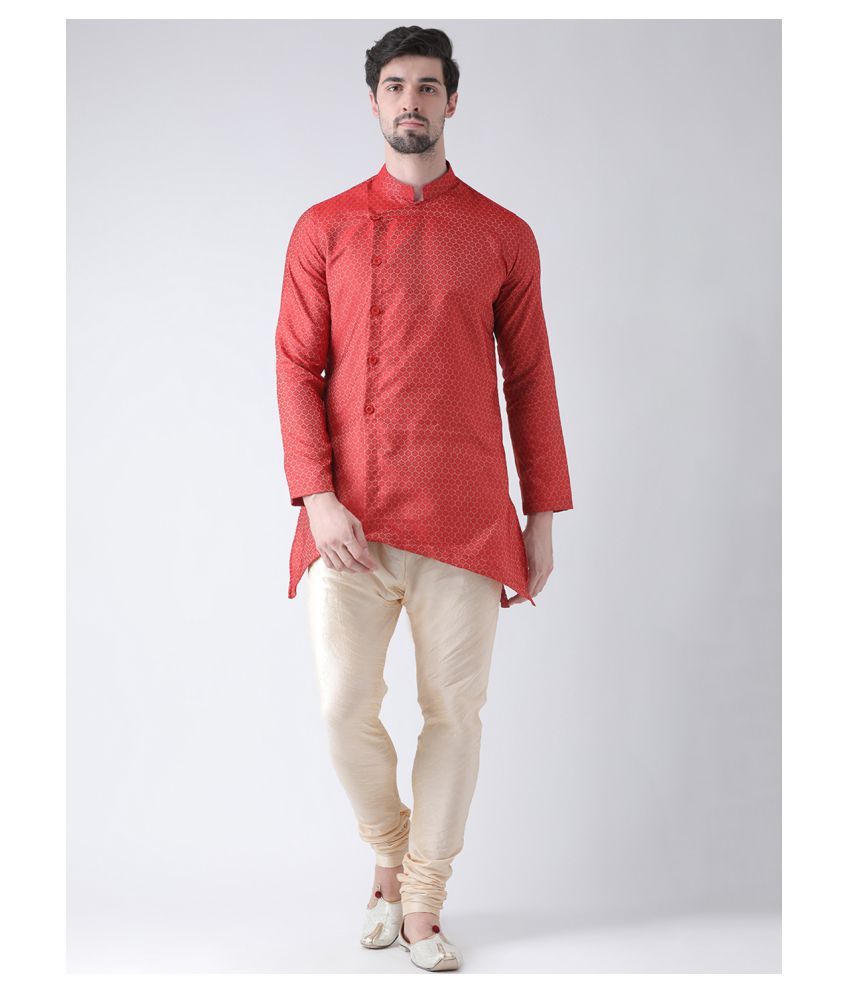     			Deyann Maroon Cotton Kurta Pyjama Set