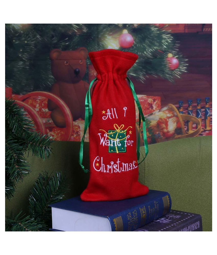 Home Christmas Decoration Wine Bottle Lint Cover Candy Gift Holder