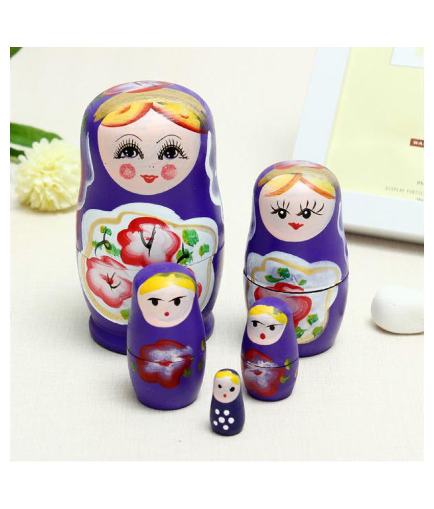 5PCS Wooden Dolls Russian Nesting Babushka Matryoshka Hand Painted Toy Gifts