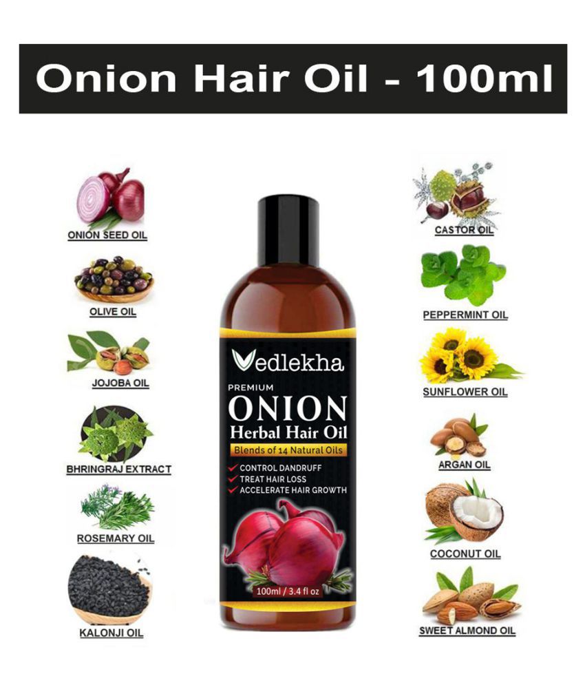 Vedlekha ONION Hair Oil Blend Of 14 Natural For Hair Growth 100 mL: Buy ...
