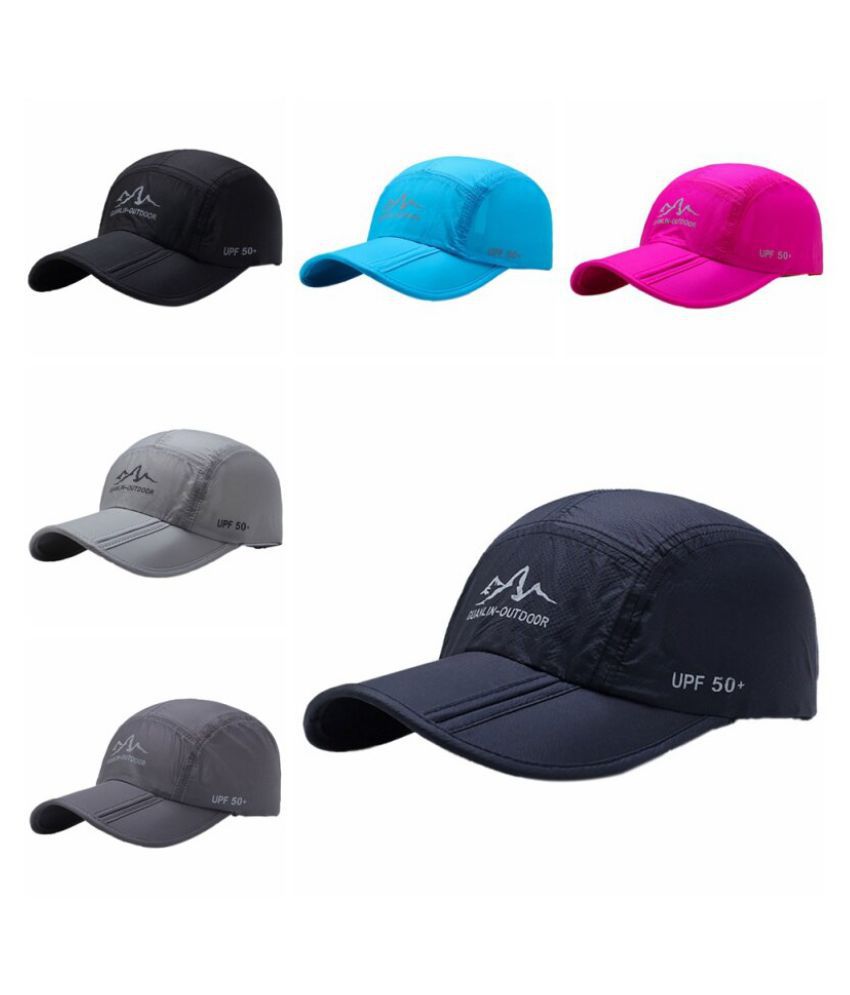 Outdoor visor baseball cap 56-60cm quick-drying cap Summer outdoor sun protection mountaineering cap men and women ultra-thin breathable tri-fold summer cap - black 