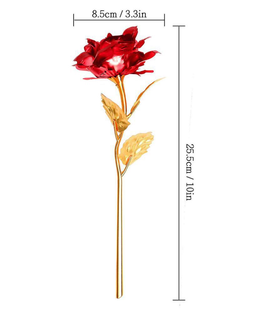 Buy Red Rose Flower with Golden Leaf Valentines Day Gift Box Online at ...