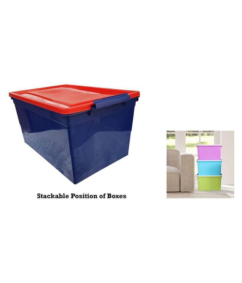 Nilkamal Stackable Plastic Storage Box, 50 Ltr with Wheels Buy