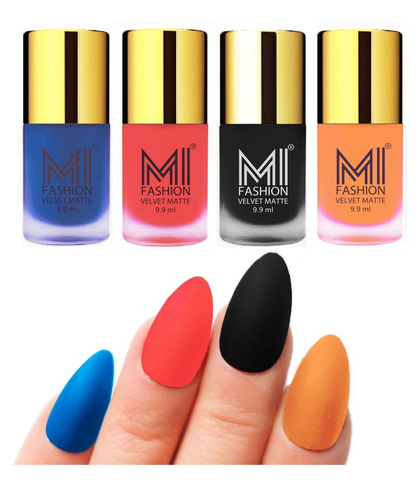     			MI FASHION Unique Matte Nail Paint Set Nude Nail Polish Orange,Wine, Navy Matte Pack of 4 40 mL